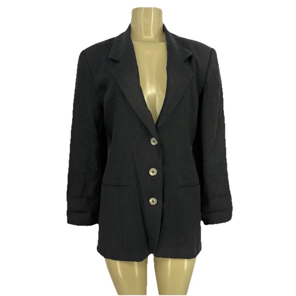 International Scene Vintage Size 6 Black Blazer Jacket Padded Shoulder CD16